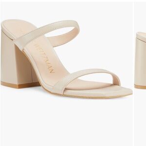 NEW • Stuart Weitzman • Women’s Flareblock 85 Slide Sandal Tan / Cream 9.5 B